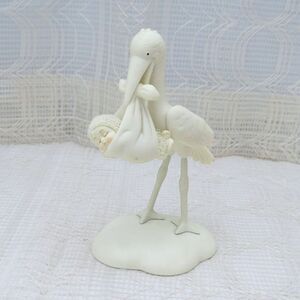 Snowbabies Department 56 New Baby Handle With Care 2005 Porcelain Stork Retired